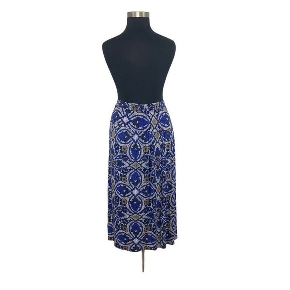 Maeve Anthropologie Cyprus XL Wrap Skirt Blue Motif Boho African Graphic Fits 1X - Picture 10 of 16